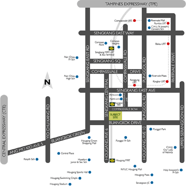 Location map of site at SengKang Central